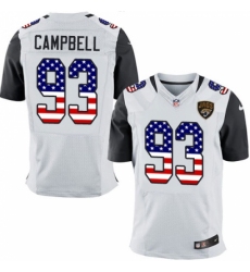 Men's Nike Jacksonville Jaguars #93 Calais Campbell Elite White Road USA Flag Fashion NFL Jersey