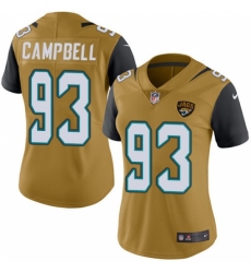 Women's Nike Jacksonville Jaguars #93 Calais Campbell Limited Gold Rush Vapor Untouchable NFL Jersey