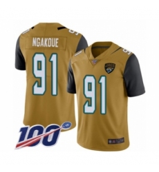 Men's Jacksonville Jaguars #91 Yannick Ngakoue Limited Gold Rush Vapor Untouchable 100th Season Football Jersey