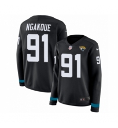 Women's Nike Jacksonville Jaguars #91 Yannick Ngakoue Limited Black Therma Long Sleeve NFL Jersey