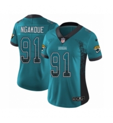 Women's Nike Jacksonville Jaguars #91 Yannick Ngakoue Limited Teal Green Rush Drift Fashion NFL Jersey