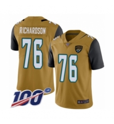 Men's Jacksonville Jaguars #76 Will Richardson Limited Gold Rush Vapor Untouchable 100th Season Football Jersey