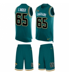 Men's Nike Jacksonville Jaguars #65 Brandon Linder Limited Teal Green Tank Top Suit NFL Jersey