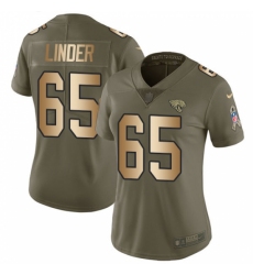 Women's Nike Jacksonville Jaguars #65 Brandon Linder Limited Olive/Gold 2017 Salute to Service NFL Jersey