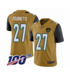 Men's Jacksonville Jaguars #27 Leonard Fournette Limited Gold Rush Vapor Untouchable 100th Season Football Jersey