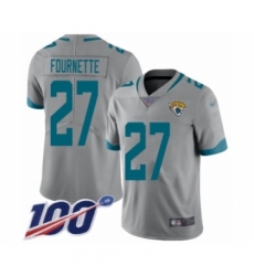 Men's Jacksonville Jaguars #27 Leonard Fournette Silver Inverted Legend Limited 100th Season Football Jersey