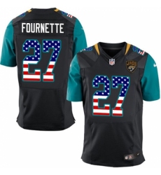 Men's Nike Jacksonville Jaguars #27 Leonard Fournette Elite Black Alternate USA Flag Fashion NFL Jersey