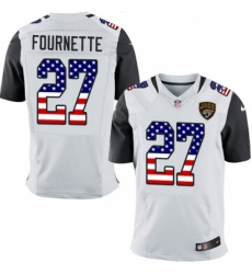 Men's Nike Jacksonville Jaguars #27 Leonard Fournette Elite White Road USA Flag Fashion NFL Jersey