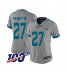 Women's Jacksonville Jaguars #27 Leonard Fournette Silver Inverted Legend Limited 100th Season Football Jersey