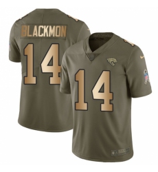 Men's Nike Jacksonville Jaguars #14 Justin Blackmon Limited Olive/Gold 2017 Salute to Service NFL Jersey