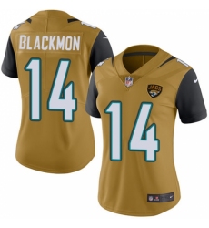 Women's Nike Jacksonville Jaguars #14 Justin Blackmon Limited Gold Rush Vapor Untouchable NFL Jersey