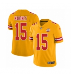 Men's Kansas City Chiefs #15 Patrick Mahomes II Limited Gold Inverted Legend Football Jersey