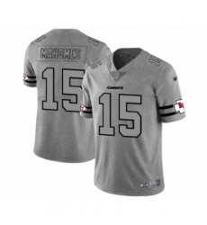 Men's Kansas City Chiefs #15 Patrick Mahomes II Limited Gray Team Logo Gridiron Football Jersey