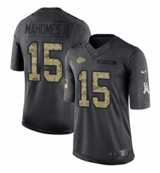 Men's Nike Kansas City Chiefs #15 Patrick Mahomes II Limited Black 2016 Salute to Service NFL Jersey
