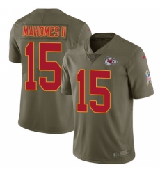 Men's Nike Kansas City Chiefs #15 Patrick Mahomes II Limited Olive 2017 Salute to Service NFL Jersey