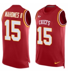 Men's Nike Kansas City Chiefs #15 Patrick Mahomes II Limited Red Player Name & Number Tank Top NFL Jersey