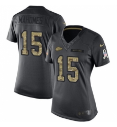 Women's Nike Kansas City Chiefs #15 Patrick Mahomes II Limited Black 2016 Salute to Service NFL Jersey