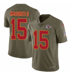 Youth Nike Kansas City Chiefs #15 Patrick Mahomes II Limited Olive 2017 Salute to Service NFL Jersey