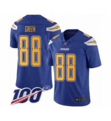 Men's Los Angeles Chargers #88 Virgil Green Limited Electric Blue Rush Vapor Untouchable 100th Season Football Jersey