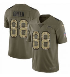 Men's Nike Los Angeles Chargers #88 Virgil Green Limited Olive/Camo 2017 Salute to Service NFL Jersey