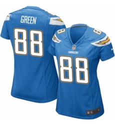 Women's Nike Los Angeles Chargers #88 Virgil Green Game Electric Blue Alternate NFL Jersey