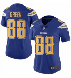 Women's Nike Los Angeles Chargers #88 Virgil Green Limited Electric Blue Rush Vapor Untouchable NFL Jersey