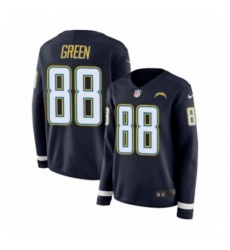 Women's Nike Los Angeles Chargers #88 Virgil Green Limited Navy Blue Therma Long Sleeve NFL Jersey