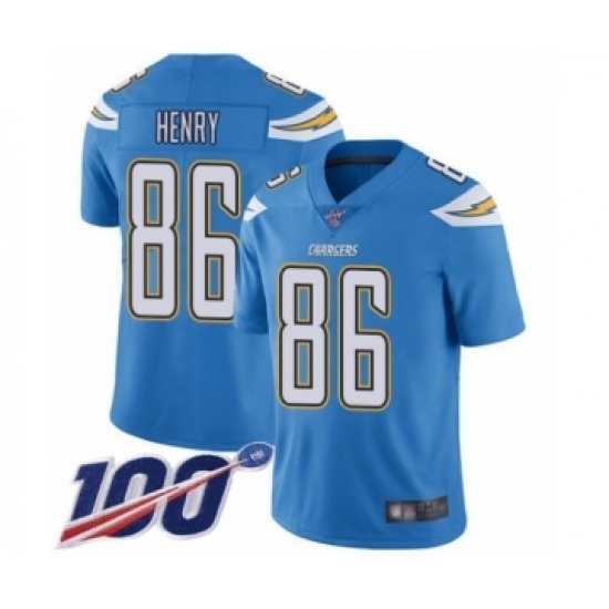 Men's Los Angeles Chargers #86 Hunter Henry Electric Blue Alternate Vapor Untouchable Limited Player 100th Season Football Jersey Men's Los Angeles Chargers #86 Hunter Henry Electric Blue Alternate Vapor Untouchable Limited Player 100th Season Football Jersey