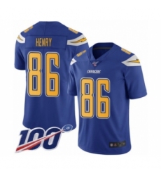 Men's Los Angeles Chargers #86 Hunter Henry Limited Electric Blue Rush Vapor Untouchable 100th Season Football Jersey