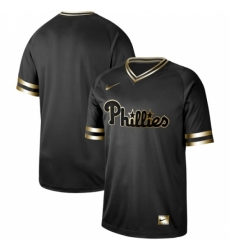 Men's Nike Philadelphia Phillies Blank Black Gold Authentic Stitched Baseball Jersey