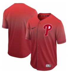 Men's Nike Philadelphia Phillies Blank Red Fade Authentic Stitched Baseball Jersey