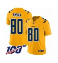 Men's Los Angeles Chargers #80 Kellen Winslow Limited Gold Inverted Legend 100th Season Football Jersey