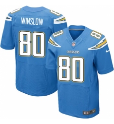 Men's Nike Los Angeles Chargers #80 Kellen Winslow Elite Electric Blue Alternate NFL Jersey