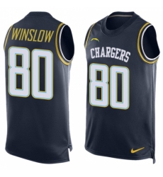Men's Nike Los Angeles Chargers #80 Kellen Winslow Limited Navy Blue Player Name & Number Tank Top NFL Jersey