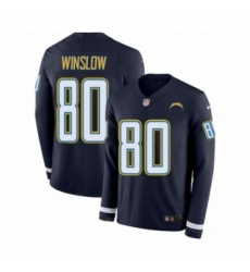 Men's Nike Los Angeles Chargers #80 Kellen Winslow Limited Navy Blue Therma Long Sleeve NFL Jersey