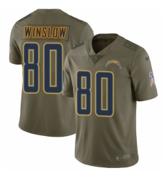 Men's Nike Los Angeles Chargers #80 Kellen Winslow Limited Olive 2017 Salute to Service NFL Jersey