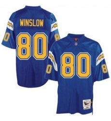 Mitchell And Ness Los Angeles Chargers #80 Kellen Winslow Electric Blue Authentic Throwback NFL Jersey