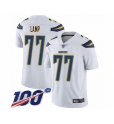 Men's Los Angeles Chargers #77 Forrest Lamp White Vapor Untouchable Limited Player 100th Season Football Jersey