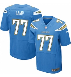 Men's Nike Los Angeles Chargers #77 Forrest Lamp Elite Electric Blue Alternate NFL Jersey