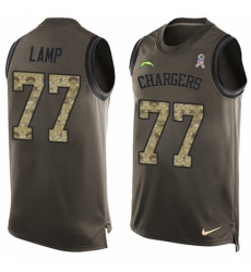Men's Nike Los Angeles Chargers #77 Forrest Lamp Limited Green Salute to Service Tank Top NFL Jersey