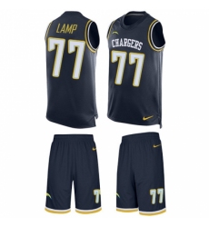 Men's Nike Los Angeles Chargers #77 Forrest Lamp Limited Navy Blue Tank Top Suit NFL Jersey