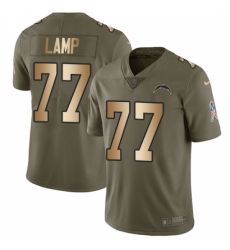 Youth Nike Los Angeles Chargers #77 Forrest Lamp Limited Olive/Gold 2017 Salute to Service NFL Jersey