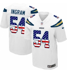 Men's Nike Los Angeles Chargers #54 Melvin Ingram Elite White Road USA Flag Fashion NFL Jersey