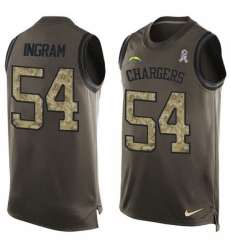 Men's Nike Los Angeles Chargers #54 Melvin Ingram Limited Green Salute to Service Tank Top NFL Jersey