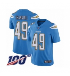 Men's Los Angeles Chargers #49 Drue Tranquill Electric Blue Alternate Vapor Untouchable Limited Player 100th Season Football Jersey
