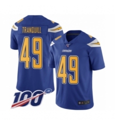 Men's Los Angeles Chargers #49 Drue Tranquill Limited Electric Blue Rush Vapor Untouchable 100th Season Football Jersey