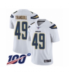 Men's Los Angeles Chargers #49 Drue Tranquill White Vapor Untouchable Limited Player 100th Season Football Jersey