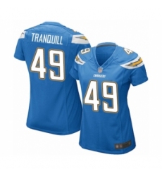 Women's Los Angeles Chargers #49 Drue Tranquill Game Electric Blue Alternate Football Jersey