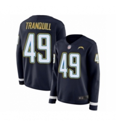 Women's Los Angeles Chargers #49 Drue Tranquill Limited Navy Blue Therma Long Sleeve Football Jersey