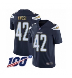 Men's Los Angeles Chargers #42 Uchenna Nwosu Navy Blue Team Color Vapor Untouchable Limited Player 100th Season Football Jersey